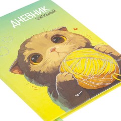 Дневник 1-11 класс 48 л., кожзам (твердая), печать, глиттер, ЮНЛАНДИЯ, "Котик", 107217 - фото 3