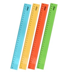 Линейка пластиковая 30 см, ПИФАГОР, прозрачная, неоновая, ассорти, 210840