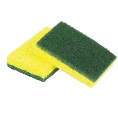 Губки для посуды 95x65х20 мм, ЦЕЛЛЮЛОЗНЫЕ + АБРАЗИВ, КОМПЛЕКТ 2 штуки, желтые/зеленый абразив, LAIMA, 700256 - фото 3