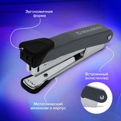 Степлер №10 металлический BRAUBERG "UNIVERSAL GT", до 16 листов, с антистеплером, черный, 272750 - фото 14