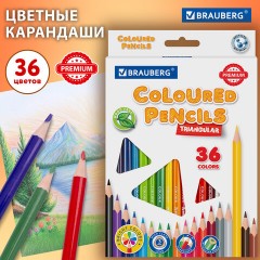 Карандаши цветные BRAUBERG PREMIUM, 36 цветов, трехгранные, грифель 3 мм, 181664 - фото 7