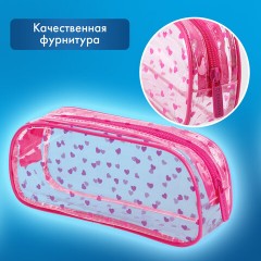 Пенал-косметичка BRAUBERG LUCENT на молнии, прозрачный, "Hearts", 21х5х9 см, 272345 Пенал-косметичка BRAUBERG LUCENT на молнии, прозрачный, "Hearts", 21х5х9 см, 272345 - фото 10