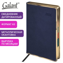 Ежедневник датированный 2026 А5 148х218 мм, GALANT "Infinity Gold", под кожу, темно-синий, 117503 - фото 14