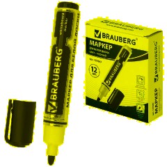Маркер стираемый для белой доски ЧЕРНЫЙ, BRAUBERG "Neo", ЧЕРНЫЙ, с клипом, 5 мм, 150487