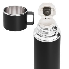 Термос 0,75 л JOYLUX (ДЖОЙЛЮКС) ULTRA, нержавеющая сталь SUS316, крышка/кружка, питейник, сито, черный матовый, 700314 - фото 3