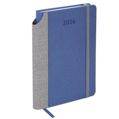 Ежедневник датированный 2026 А5 138x213 мм, BRAUBERG "Mosaic", под кожу, карман для ручки, синий, 117112