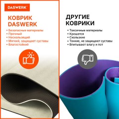 Коврик для йоги и фитнеса спортивный двухцветный, ТПЭ, 183x61x0,6 см, бежевый/чёрный, DASWERK (ДАСВЕРК), 680030 Коврик для йоги и фитнеса спортивный двухцветный, ТПЭ, 183x61x0,6 см, бежевый/чёрный, DASWERK (ДАСВЕРК), 680030 - фото 10
