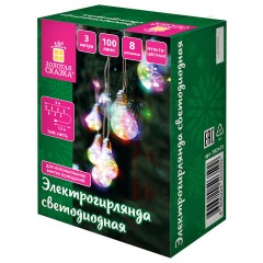 Электрогирлянда-нить комнатная 3 м, 100 LED, с насадками, вид: "Лампочки", мультицветная, ЗОЛОТАЯ СКАЗКА, 592473 - фото 9