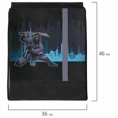 Мешок для обуви ЮНЛАНДИЯ, плотный, светоотражающая полоса, 46х36 см, "Black Ninja", 271615 - фото 7