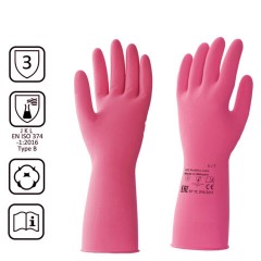 Перчатки латексные КЩС, сверхпрочные, плотные, хлопковое напыление, размер 7, S (малый), красные, HQ Profiline, 73579 - фото 2