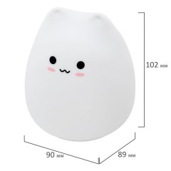Ночник силиконовый LED "Котик" 90x89x102 мм, белый свет/RGB, таймер, USB, аккумулятор 400 мАч, DASWERK (ДАСВЕРК), 238935 - фото 7