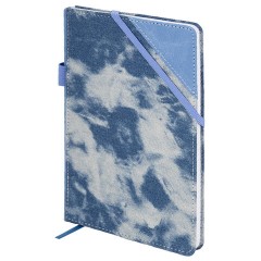 Блокнот А5 135x210 мм BRAUBERG "Denim", ткань/экокожа, резинка, держатель, 80 л., клетка, голубой, 117138 - фото 2