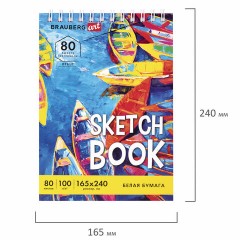 Скетчбук белая бумага 100 г/м2 165х240 мм, 80 л., гребень, твердая обложка, BRAUBERG ART DEBUT, 112985 Скетчбук белая бумага 100 г/м2 165х240 мм, 80 л., гребень, твердая обложка, BRAUBERG ART DEBUT, 112985 - фото 4