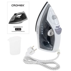 Утюг паровой CROMEX (КРОМЕКС) SI-103, 1800 Вт, антипригар. покрытие, паровой удар, вертикальн. отпаривание, самоочистка, серый/белый, 458314 - фото 9
