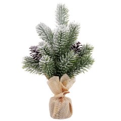 Ель новогодняя искусственная настольная 25 см, заснеженная, с шишками, литой ПЭТ, ЗОЛОТАЯ СКАЗКА, 592010 - фото 2