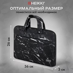Сумка портфель HEIKKI STYLE (ХЕЙКИ) с отделением для ноутбука 13-14", 3 кармана, черная, 26х36х3 см, 272606 - фото 13