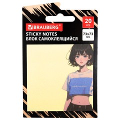Блок самоклеящийся (стикеры) BRAUBERG ANIME, 73х73 мм, 20 листов, 116709