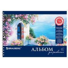 Альбом для рисования, А4, 40 листов, гребень, обложка картон, BRAUBERG, 205х290 мм, "Пейзаж с цветами" (2 вида), 103730 Альбом для рисования, А4, 40 листов, гребень, обложка картон, BRAUBERG, 205х290 мм, "Пейзаж с цветами" (2 вида), 103730 - фото 3