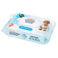 Полотенца влажные детские гипоаллергенные 80 шт., БОЛЬШИЕ XXL 16,5х25 см, без отдушки, LAIMA Kids, 116525