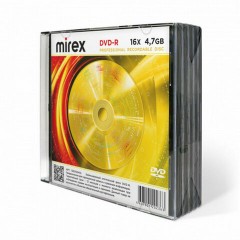 Диск DVD-R MIREX, 4,7 ГБ, 16x, Slim Case, КОМПЛЕКТ 5 шт., UL130003A1F