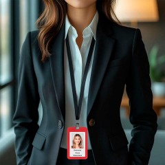 Бейдж вертикальный (85х54 мм), красный, МАТОВАЯ ПОВЕРХНОСТЬ, BRAUBERG EXTRA, 238816 - фото 4