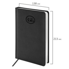 Ежедневник датированный 2026, А5, 138x213 мм, BRAUBERG "Favorite", под кожу, черный, 117037 - фото 2