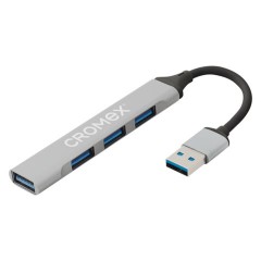 Хаб-разветвитель CRX-087, USB-A 2.0, 4 в 1, 4 x USB-A 2.0, 60 мм, серый, CROMEX (КРОМЕКС), 355064