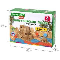 Песок для лепки кинетический, 3 цвета, 3 кг, коробка-песочница, BRAUBERG KIDS, 666009 - фото 8