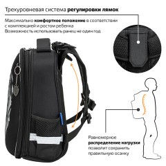 Ранец BRAUBERG SHINY, 2 отделения, с брелком, "Savage lion", светящийся рисунок, 38х28х14 см, 272039 - фото 10