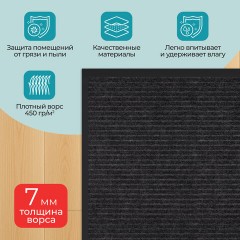 Коврик придверный 90х150 см, ЧЕРНЫЙ, влаго-грязезащитный, 450 г/м2, ребристый, PRIMILA (ПРИМИЛА) EXTRA, 701031 Коврик придверный 90х150 см, ЧЕРНЫЙ, влаго-грязезащитный, 450 г/м2, ребристый, PRIMILA (ПРИМИЛА) EXTRA, 701031 - фото 9