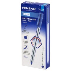 Ручка шариковая масляная PENSAN 1005, СИНЯЯ, корпус прозрачный, узел 0,7 мм, линия письма 0,5 мм, 1005 - фото 9