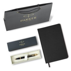 Ручка шариковая PARKER "IM Core Black Lacquer GT", ежедневник А5 черный, пакет, 880899 - фото 6