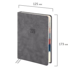 Ежедневник датированный 2026 B6 125х173 мм, GALANT "Vivid", под кожу, серый, 117410 - фото 2