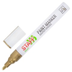 Маркер-краска лаковый (paint marker) 2-4 мм, ЗОЛОТИСТЫЙ, НИТРО-ОСНОВА, STAFF PROFIT, для любых поверхностей, 152579 - фото 2