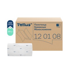 Полотенца бумажные 250 шт., Tellus/TORK (H3) UNIVERSAL, КОМПЛЕКТ 20 пачек, белые, 23х23 см, V-сложение, 120108 - фото 4