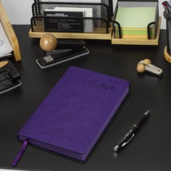 Ежедневник датированный 2026 А5 138x213 мм, BRAUBERG "Stylish", под кожу, гибкий, фиолетовый, 117100 - фото 5