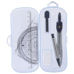 Готовальня ПИФАГОР 8 предметов: циркуль 120 мм, чертежные принадлежности, пластиковый пенал, 210860 - фото 2