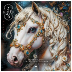 Календарь настенный перекидной 2026 г., BRAUBERG, 12 листов, 21,4х21,4 см, МИНИ, "Волшебная лошадь", 116940