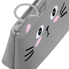Пенал ЮНЛАНДИЯ ЮНИОР, 1 отделение, искусственная кожа, "Gray kitty", 20х9х7 см, 273819 - фото 4