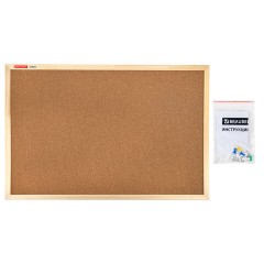 Доска пробковая для объявлений 60х90 см, деревянная рамка, BRAUBERG Wood, 238311 - фото 7