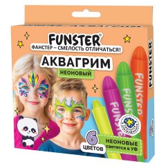 Аквагрим для лица и тела, 6 НЕОНОВЫХ цветов, FUNSTER (ФАНСТЕР), легко смываются, 192573 - фото 6