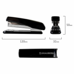 Степлер №24/6, 26/6 BRAUBERG "Standard", до 30 листов, черный, 272755 - фото 7