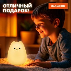 Ночник силиконовый LED "Котик" 90x89x102 мм, белый свет/RGB, таймер, USB, аккумулятор 400 мАч, DASWERK (ДАСВЕРК), 238935 - фото 16