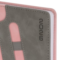 Ежедневник датированный 2026, А5, 138x213 мм, BRAUBERG "Assistant", под кожу, держатель, розовый, 117377 - фото 3