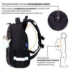 Ранец BRAUBERG LUMINOUS, 2 отделения, с брелоком, "Paws", СВЕТЯЩИЙСЯ РИСУНОК, 38х29х16 см, 271366 - фото 16