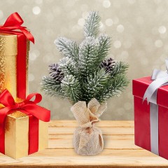 Ель новогодняя искусственная настольная 25 см, заснеженная, с шишками, литой ПЭТ, ЗОЛОТАЯ СКАЗКА, 592010 - фото 7