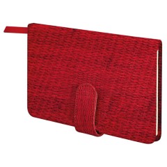 Еженедельник датированный 2026 МАЛЫЙ ФОРМАТ 95х155 мм, А6, BRAUBERG "Augustus", под кожу, красный, 117184