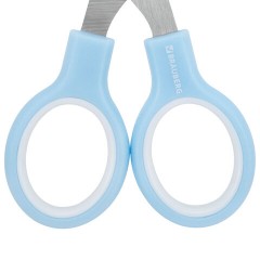 Ножницы BRAUBERG KIDS 130 мм, ручки небесно-голубые, закругленные лезвия с линейкой, 274060 - фото 5