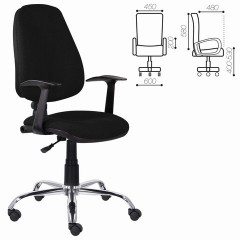 Кресло BRABIX "Comfort MG-322", хром, регулируемая эргономичная спинка, ткань, черное, 532558 - фото 6