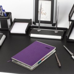 Ежедневник датированный 2026 А5 148х218мм GALANT "Infinity Silver", под кожу, фиолетовый, 117498 - фото 5